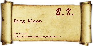 Birg Kleon névjegykártya